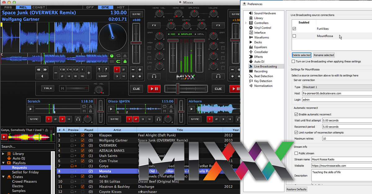 How to setup audio streaming with MiXXX Free DJ Mixing Software